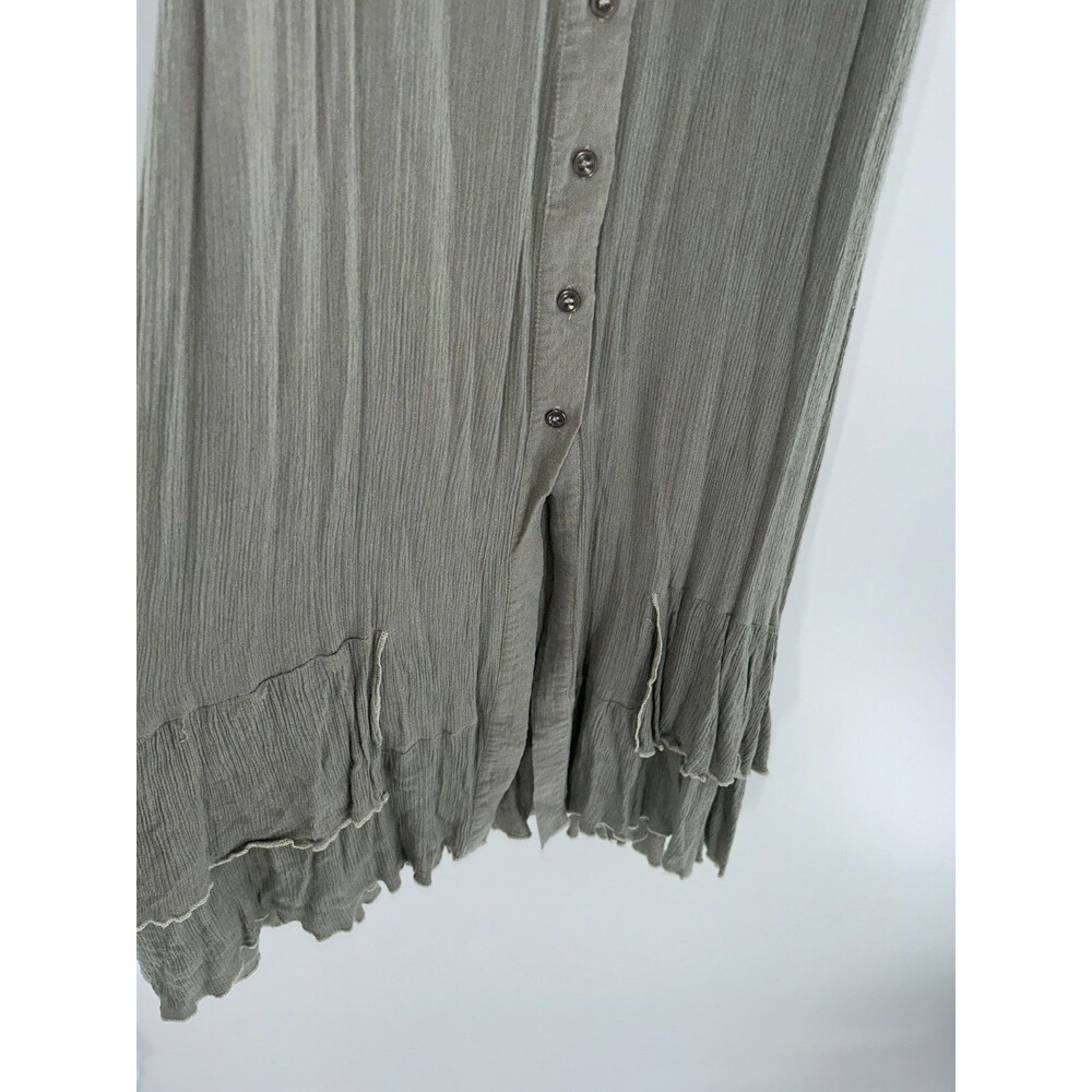 Wishlist Sage Green Maxi Dress Size M Boho Crinkle Button Front Strappy Midi - Picture 3 of 7